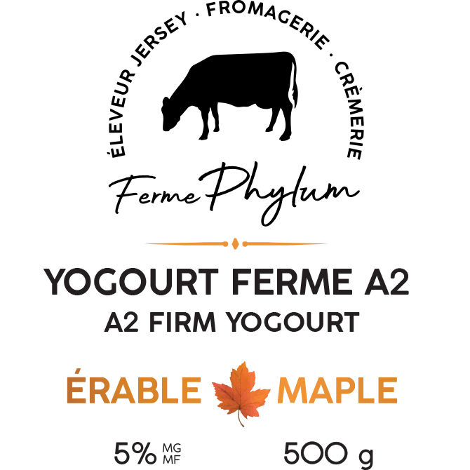 Étiquette - Yogourt Ferme A2 - Érable